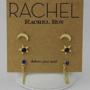 Rachel Roy Earrings Set Multicolor Crystal Celestial Gold Tone